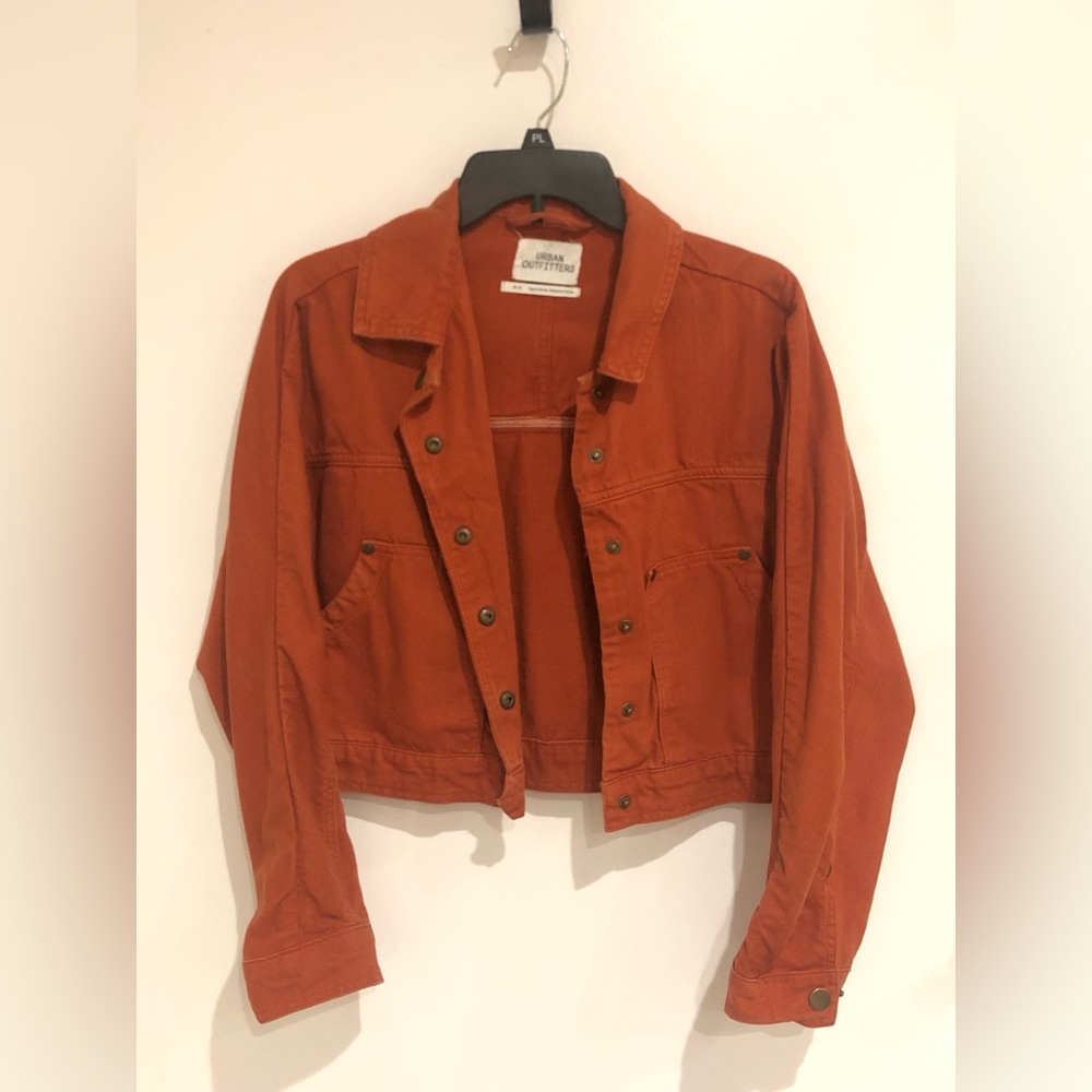 Urban Outfitters rust snap down crop jacket
